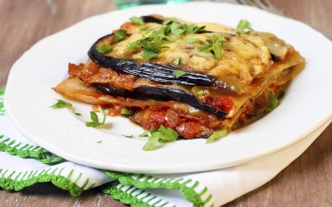 Aubergine, brousse & pistou lasagne