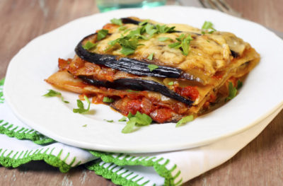 Lasagnes aubergine, brousse et pistou