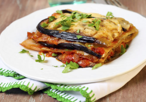 Lasagnes aubergine, brousse et pistou