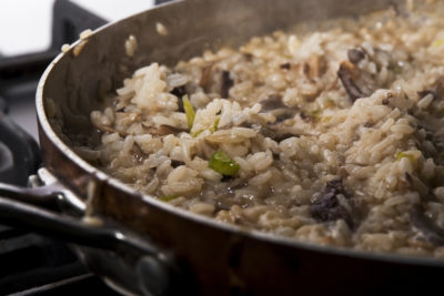 Risotto aux champignons et darne de saumon