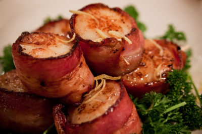 Saint-Jacques et langoustines aux lentilles